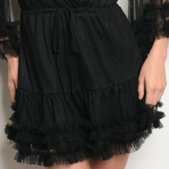 ☀️LAST2️⃣//BLACK RUFFLE MESH DRESS - Picture 6 of 10